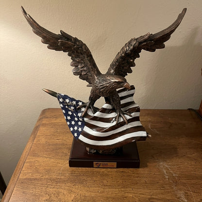 14.5" Tall Wings of Glory Broad Winged Bald Eagle Perching Statue