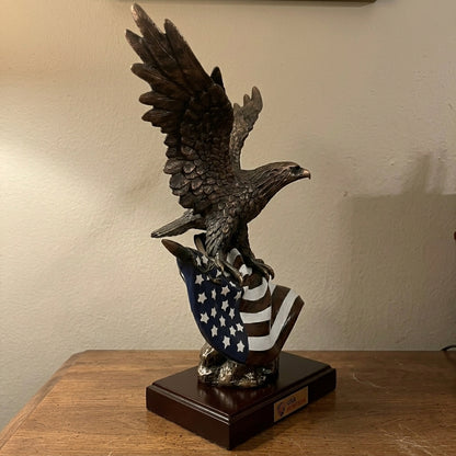 14.5" Tall Wings of Glory Broad Winged Bald Eagle Perching Statue