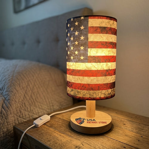 American Flag Patriotic Bedside Table Lamp