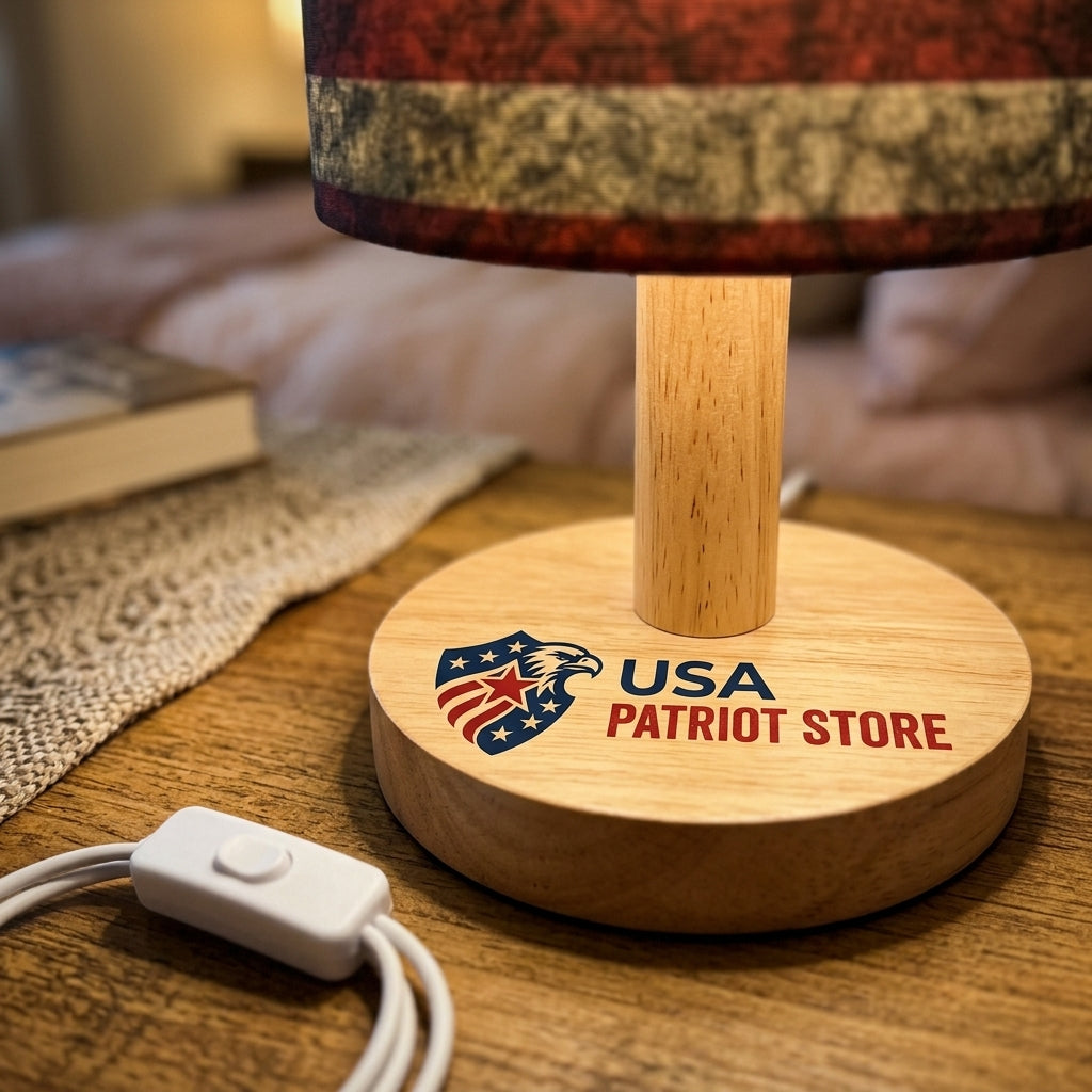 American Flag Patriotic Bedside Table Lamp
