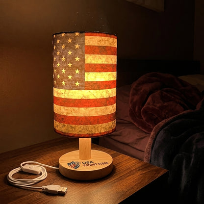 American Flag Patriotic Bedside Table Lamp