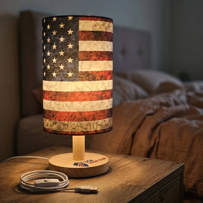 American Flag Patriotic Bedside Table Lamp
