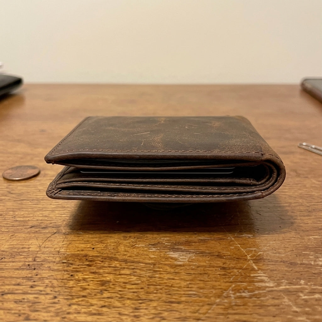 Brown Crazy Horse Leather American Flag Wallet