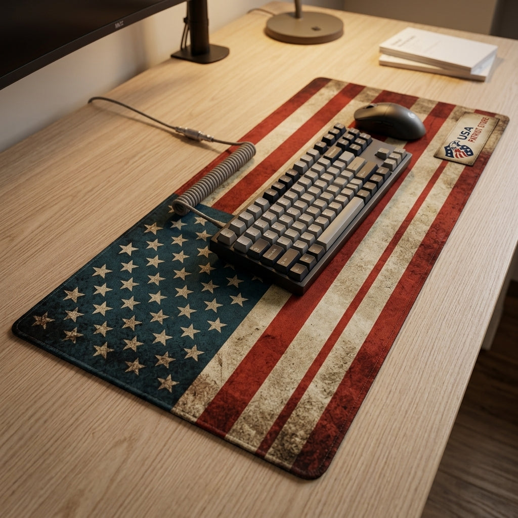Desk Mat Extended Mouse Pad USA Flag