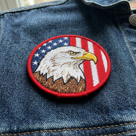Embroidered Bald Eagle Iron-On Patch for Jackets