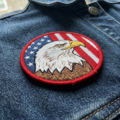 Embroidered Bald Eagle Iron-On Patch for Jackets