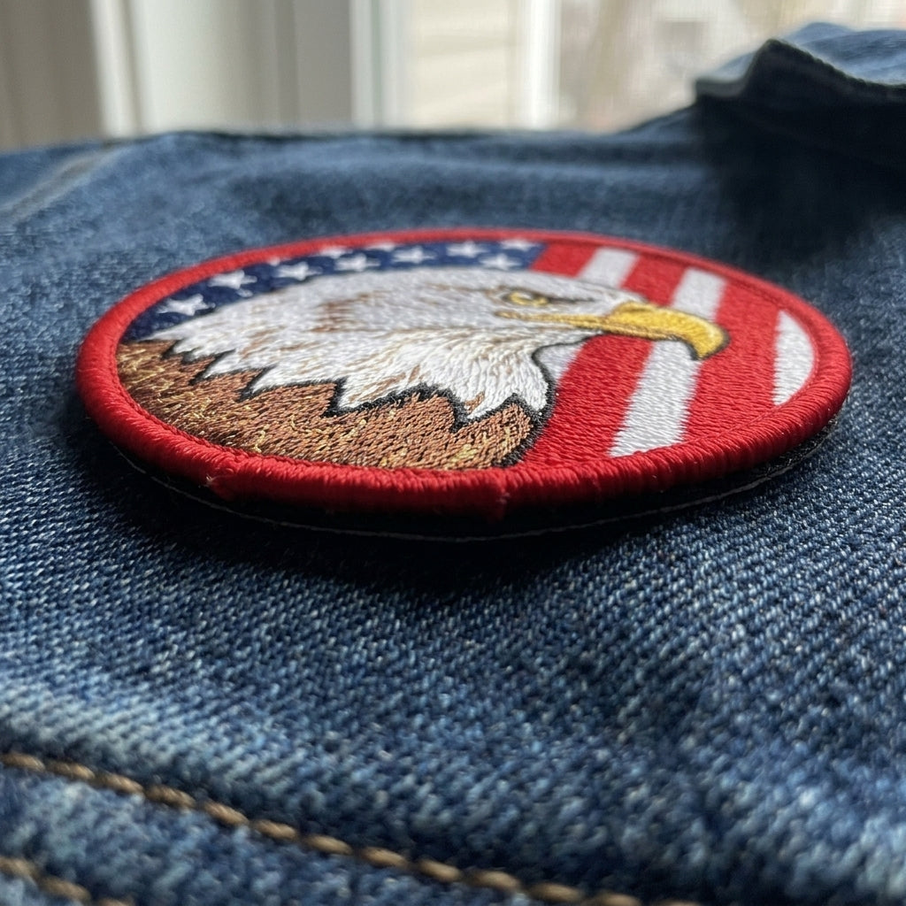 Embroidered Bald Eagle Iron-On Patch for Jackets