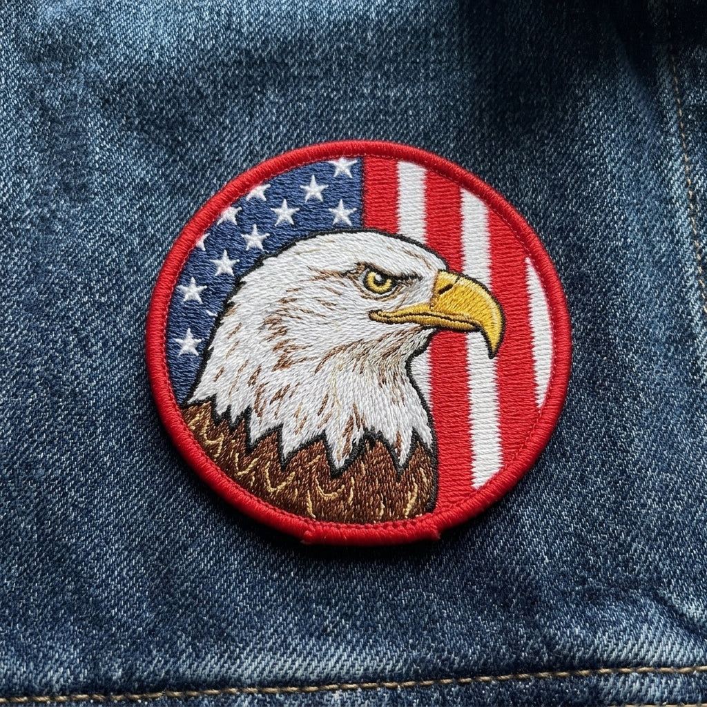 Embroidered Bald Eagle Iron-On Patch for Jackets