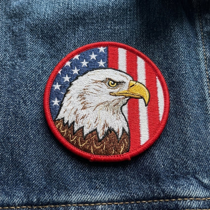 Embroidered Bald Eagle Iron-On Patch for Jackets