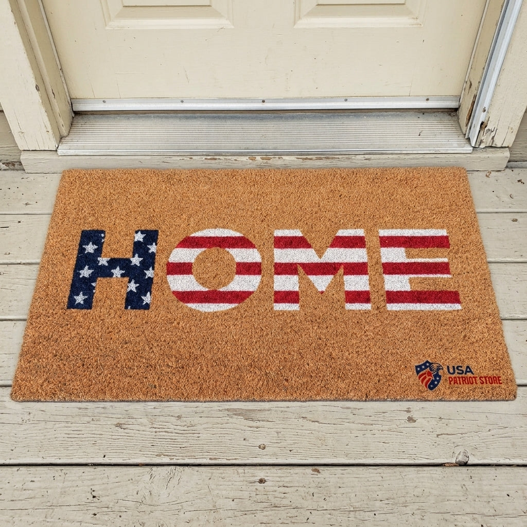 Home American Flag Patriotic Coir Doormat