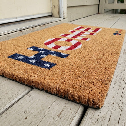 Home American Flag Patriotic Coir Doormat