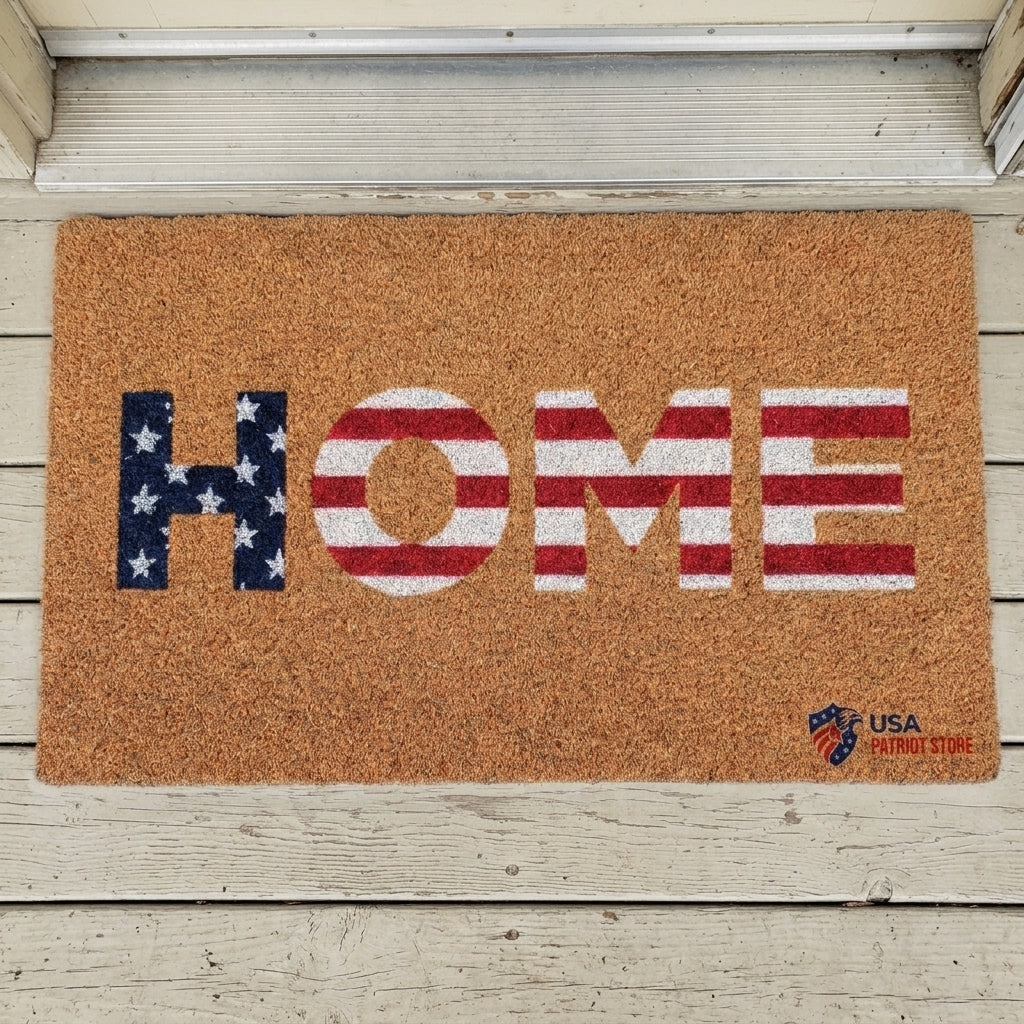 Home American Flag Patriotic Coir Doormat