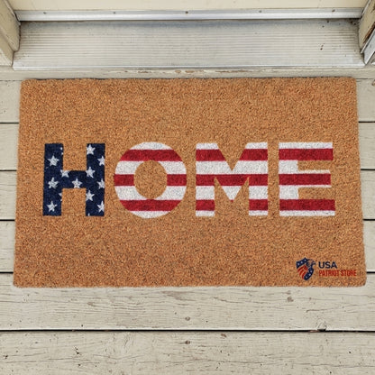 Home American Flag Patriotic Coir Doormat