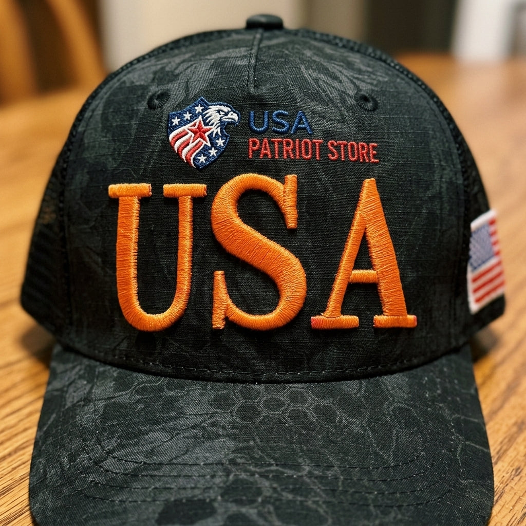 Mens American Flag Trucker Hat