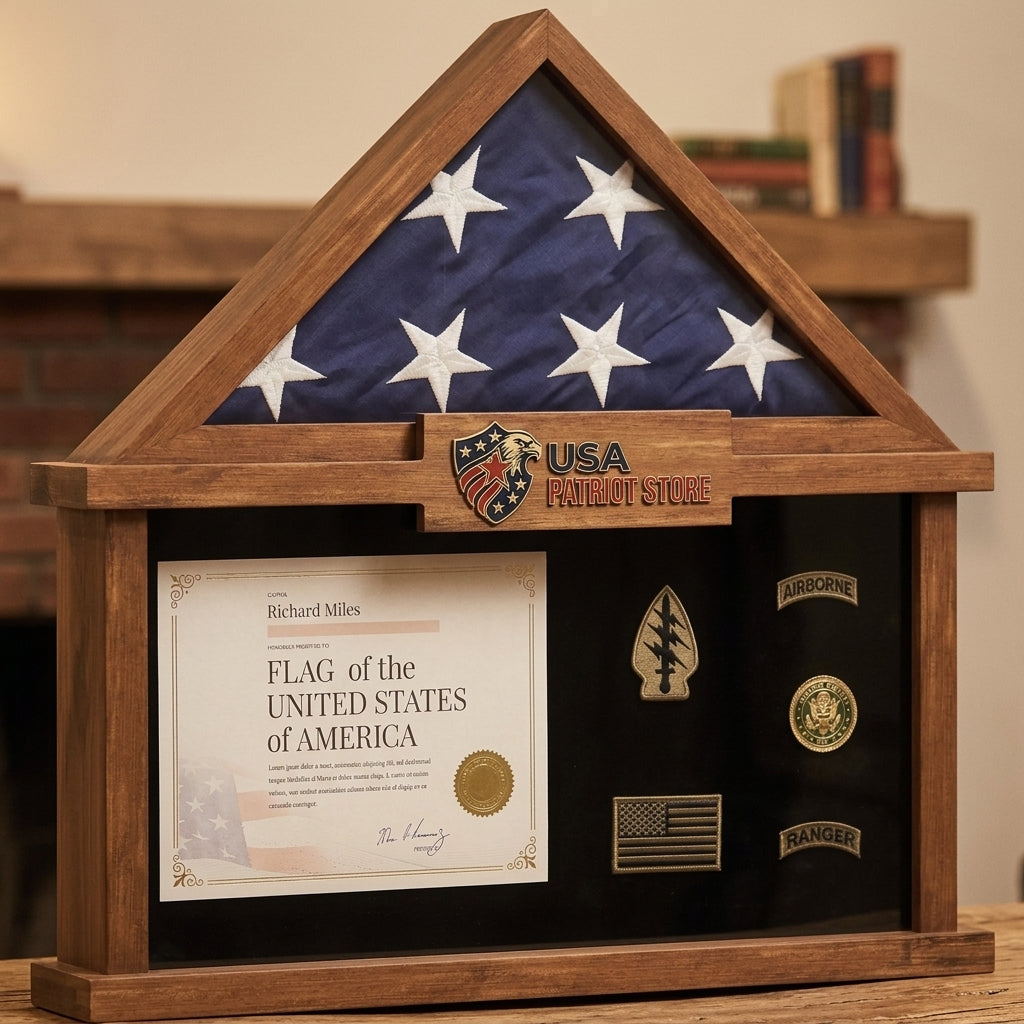 Solid Pine Wood Flag Shadow Box