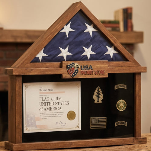 Solid Pine Wood Flag Shadow Box