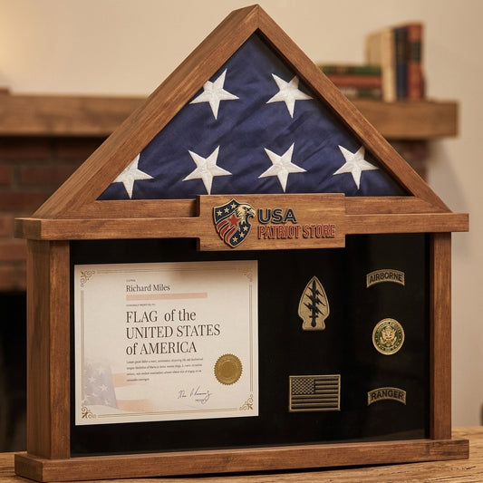 Solid Pine Wood Flag Shadow Box