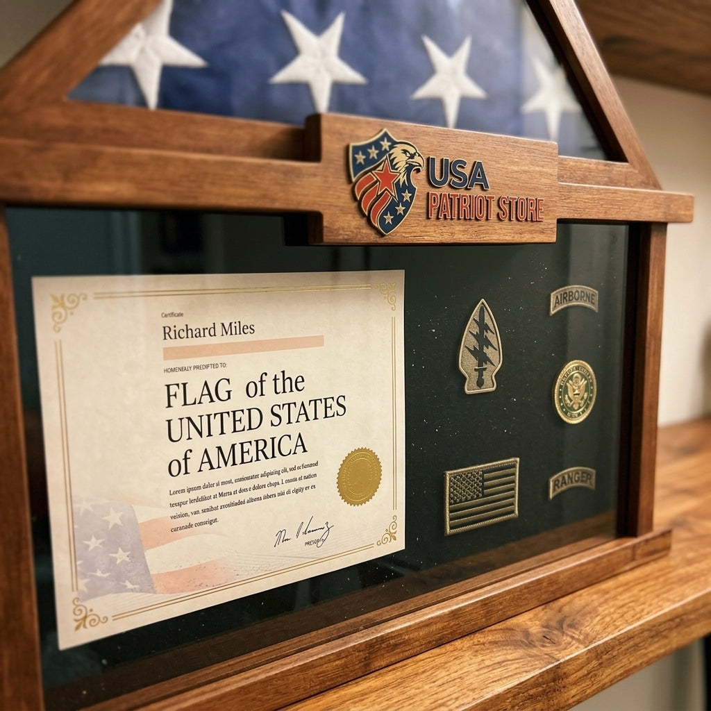 Solid Pine Wood Flag Shadow Box