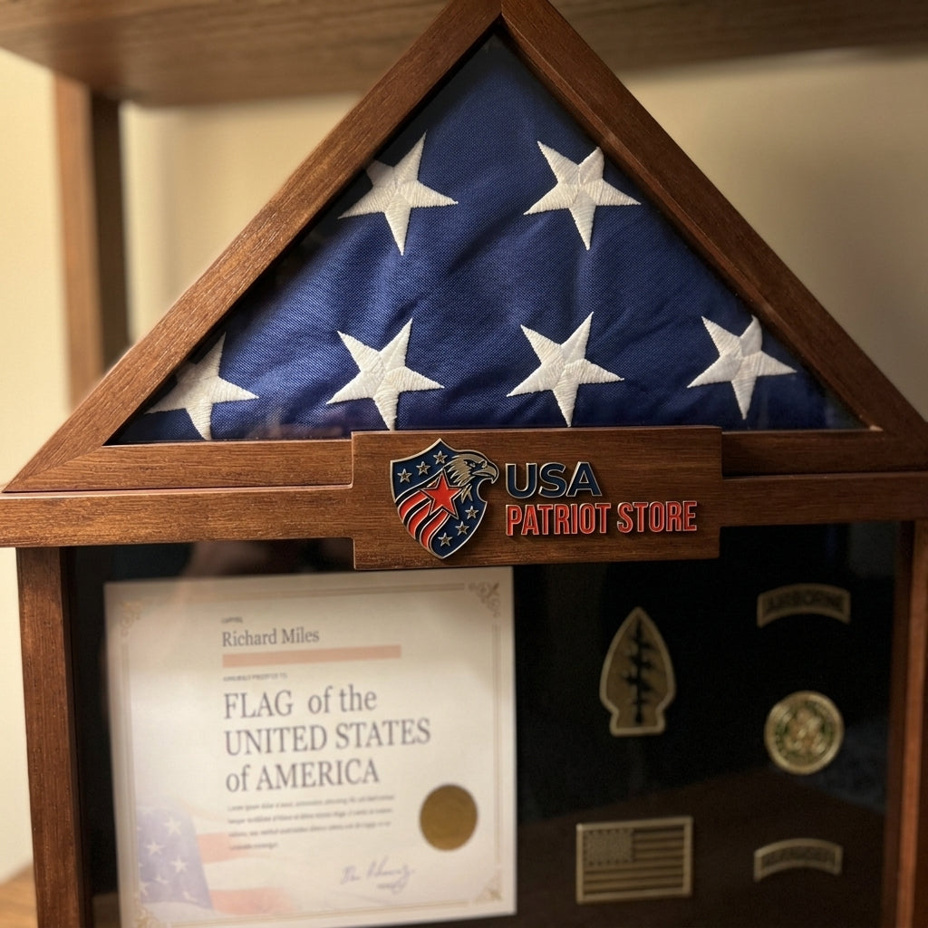 Solid Pine Wood Flag Shadow Box