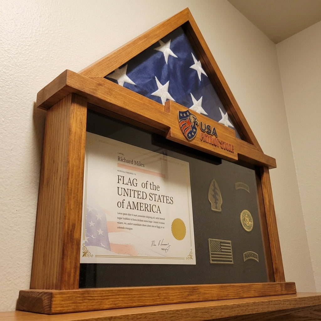Solid Pine Wood Flag Shadow Box