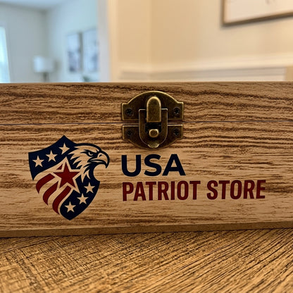 U.S. Flag Memorial Veterans Day Decorative Wooden Storage Box