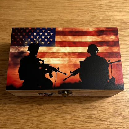 U.S. Flag Memorial Veterans Day Decorative Wooden Storage Box
