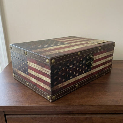 Wooden American Flag Storage Box