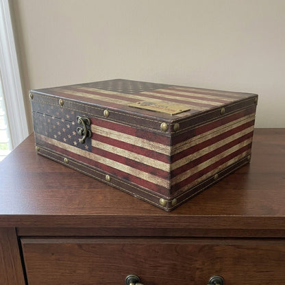 Wooden American Flag Storage Box