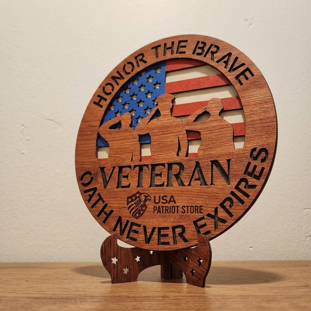 Wooden Wall Plaque Military Patriotic Sign